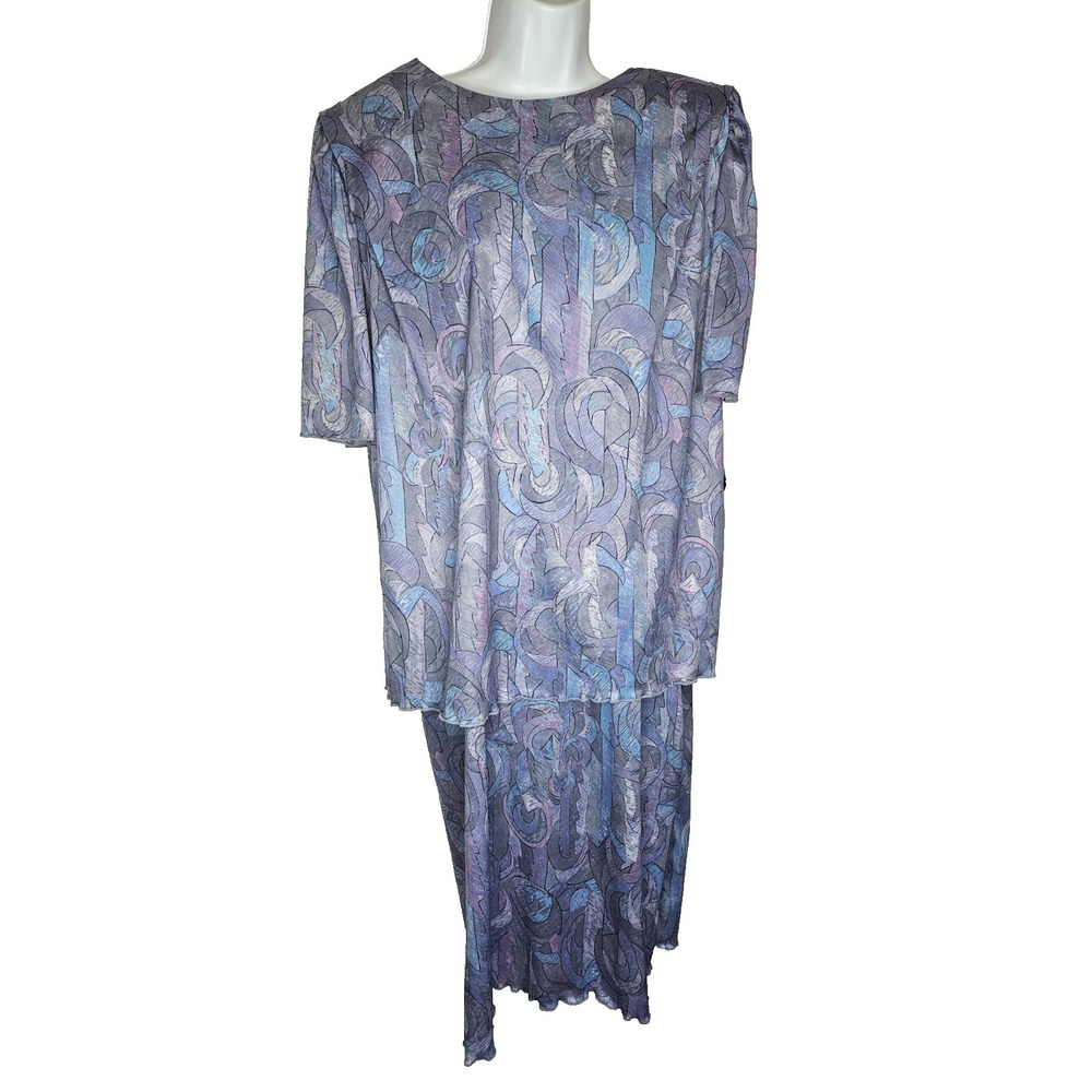 Vintage‎ Lenore S 18W 2 Piece Skirt Set Purple Art Deco Secretary NWT USA